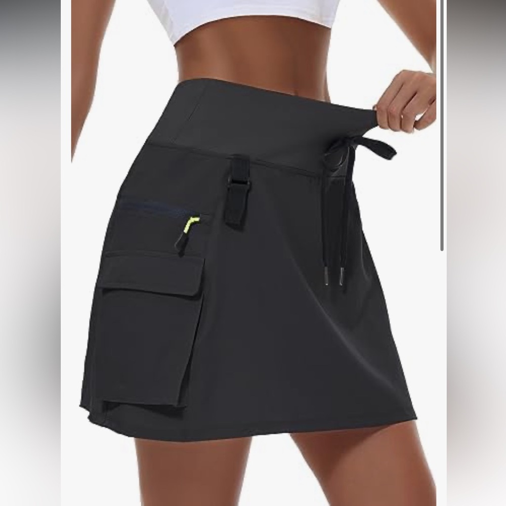 Women's Hiking Cargo Skort Travel Athletic Golf Zipper Pockets Quick Dry UPF 50